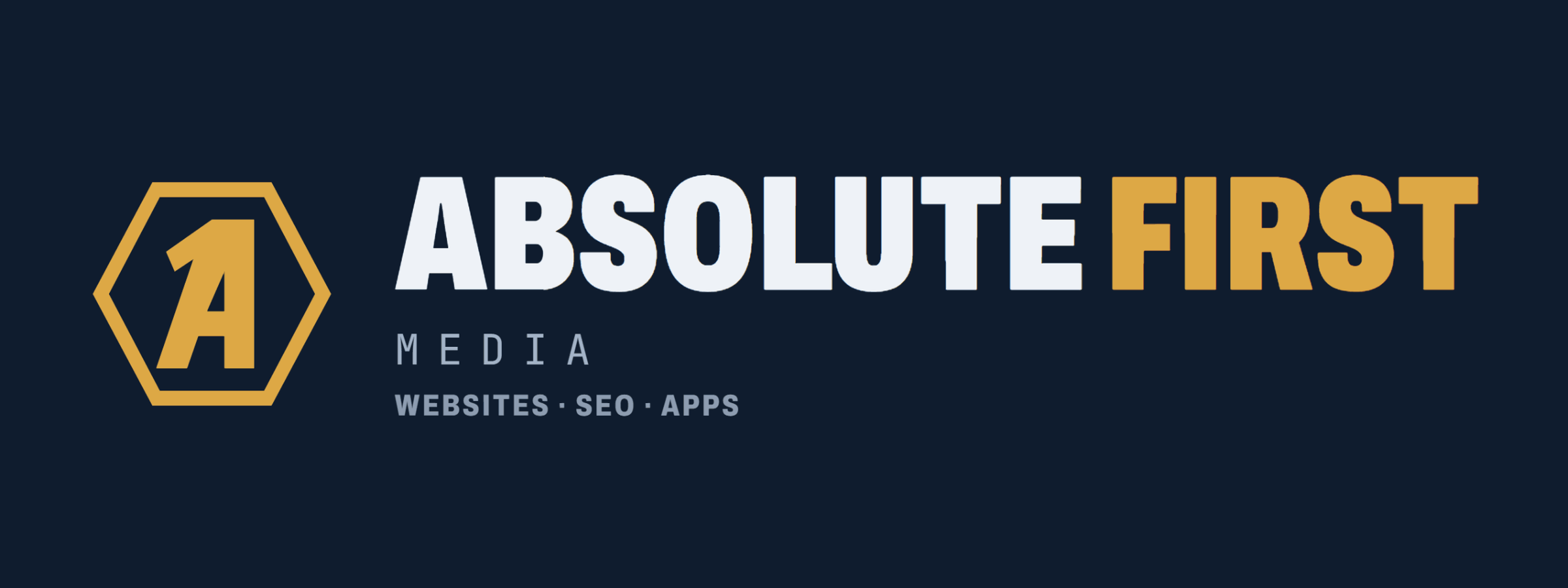 Absolute First Media logo on navy
